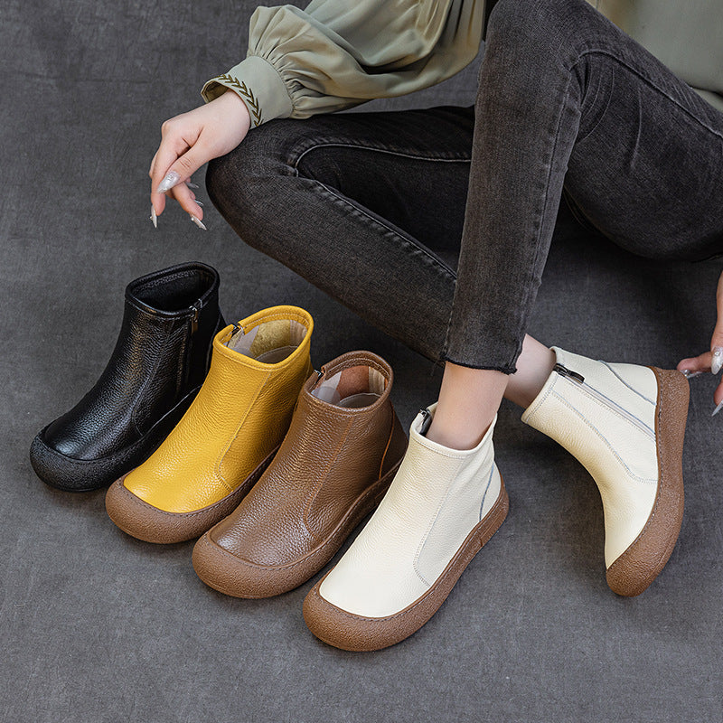 Women's Casual Round Toe Zipper Ankle Boots – Everyday Style