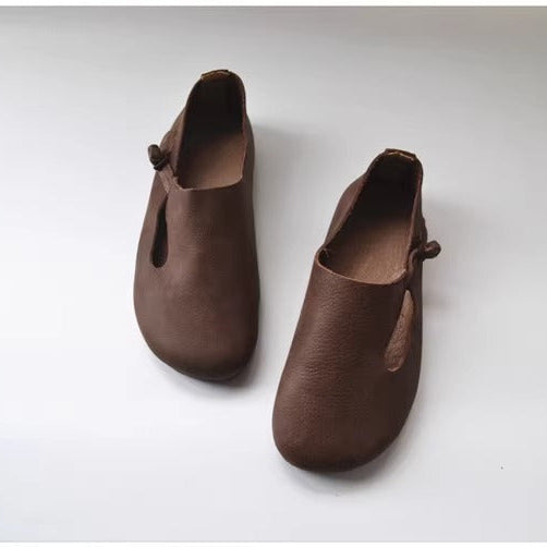 Women's Casual Flat Soft Leather Minimalist Style Slip-on Shoes