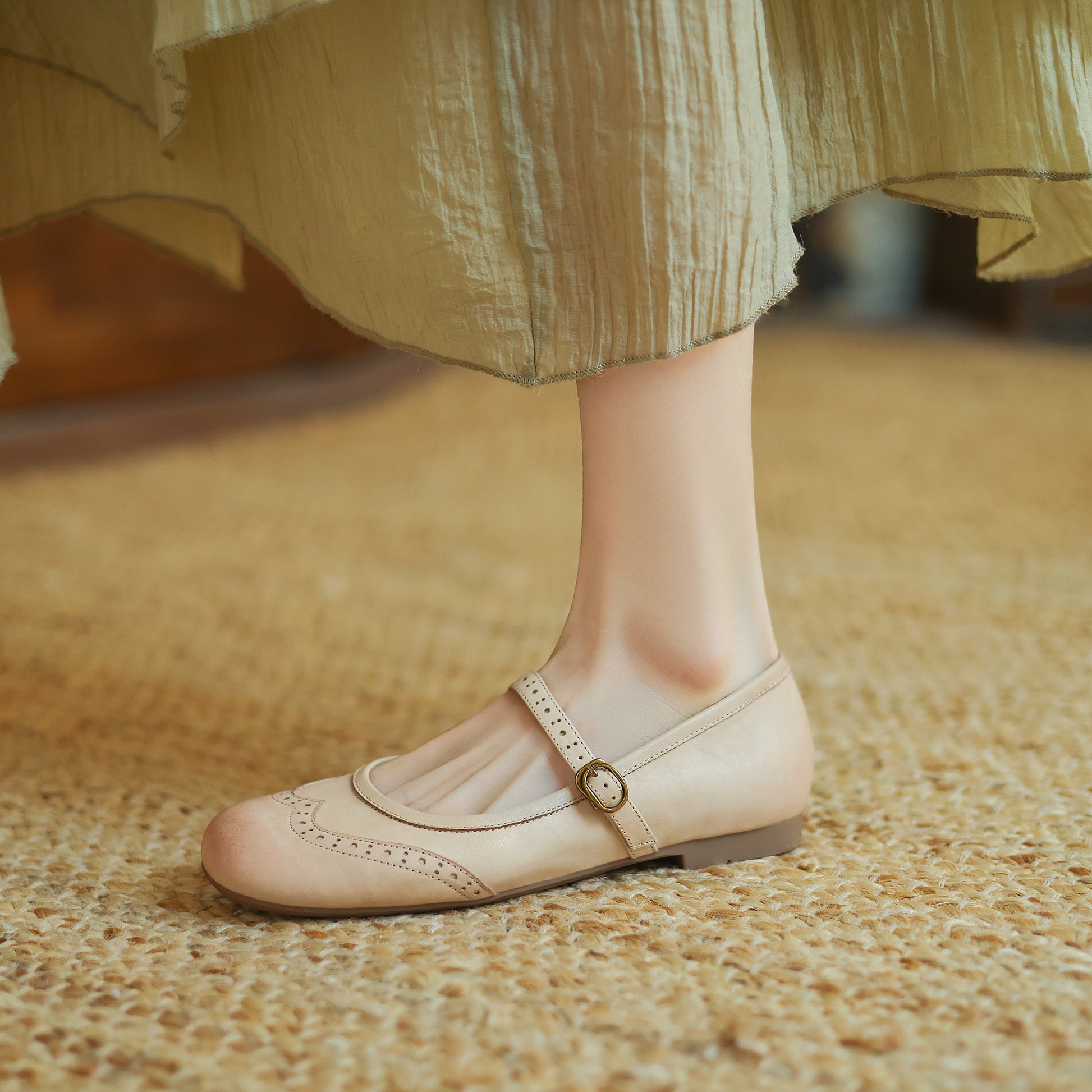 Women's Vintage Ballet Brogues Mary Jane Shoes Flat Leather - RetroStep