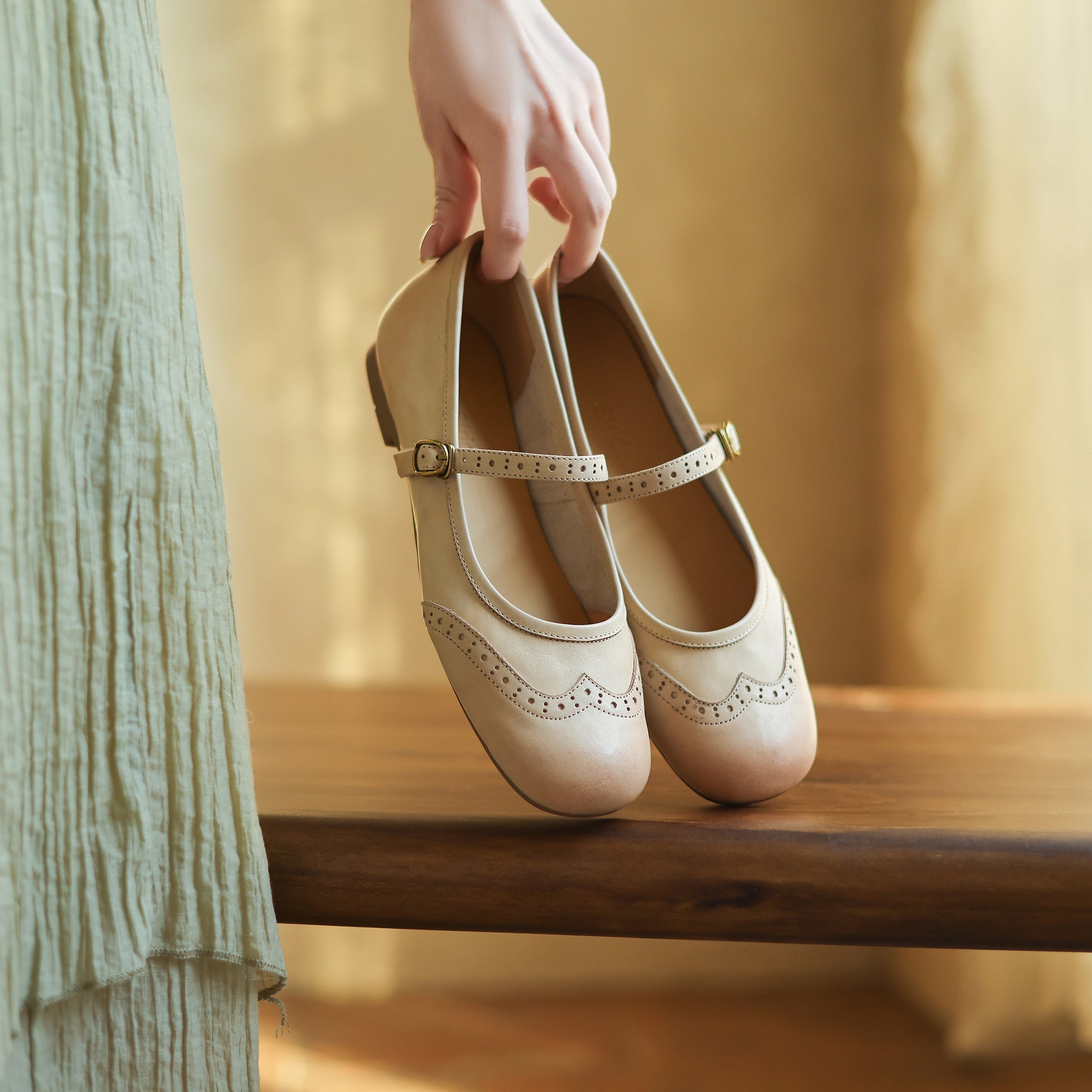 Women's Vintage Ballet Brogues Mary Jane Shoes Flat Leather - RetroStep