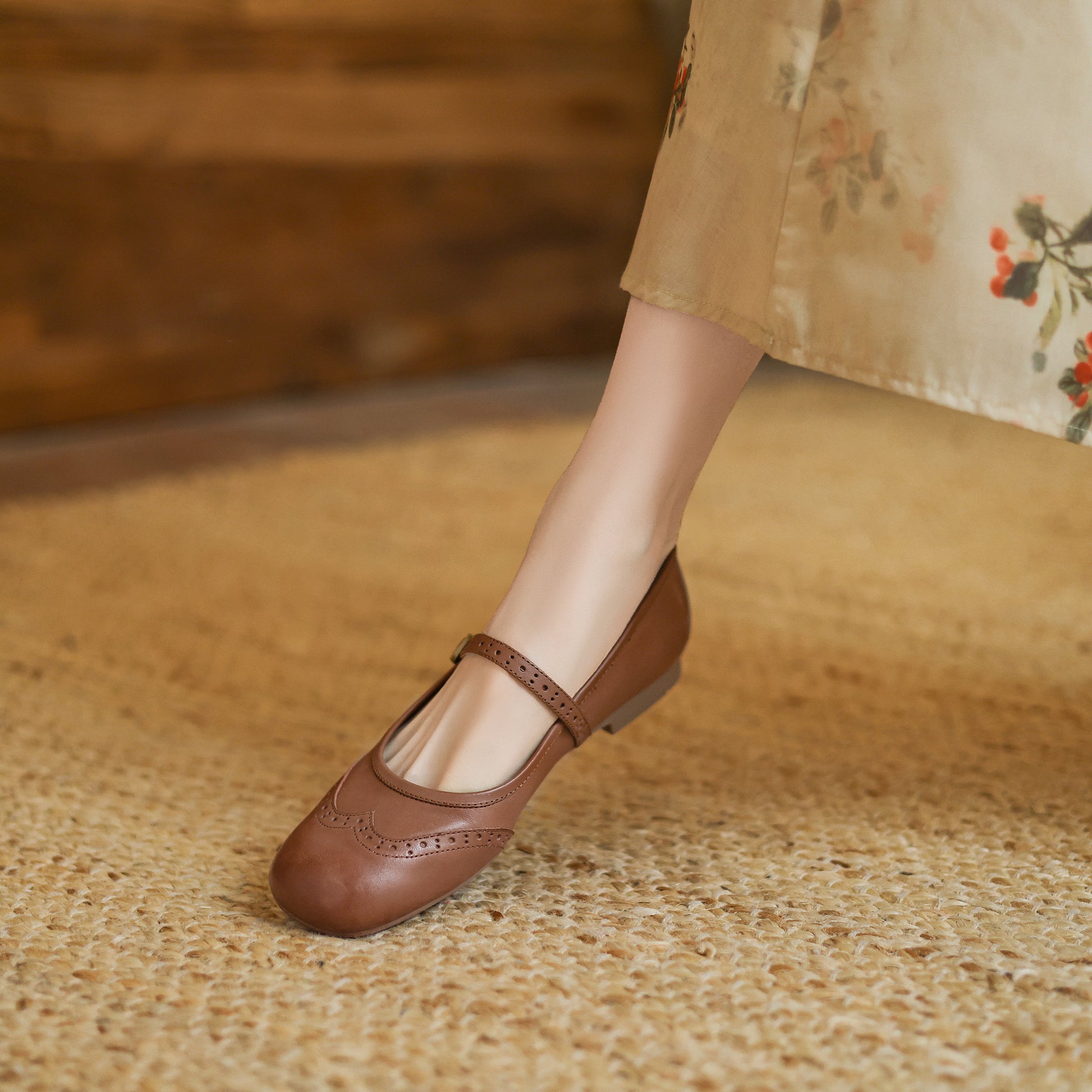 Women's Vintage Ballet Brogues Mary Jane Shoes Flat Leather - RetroStep