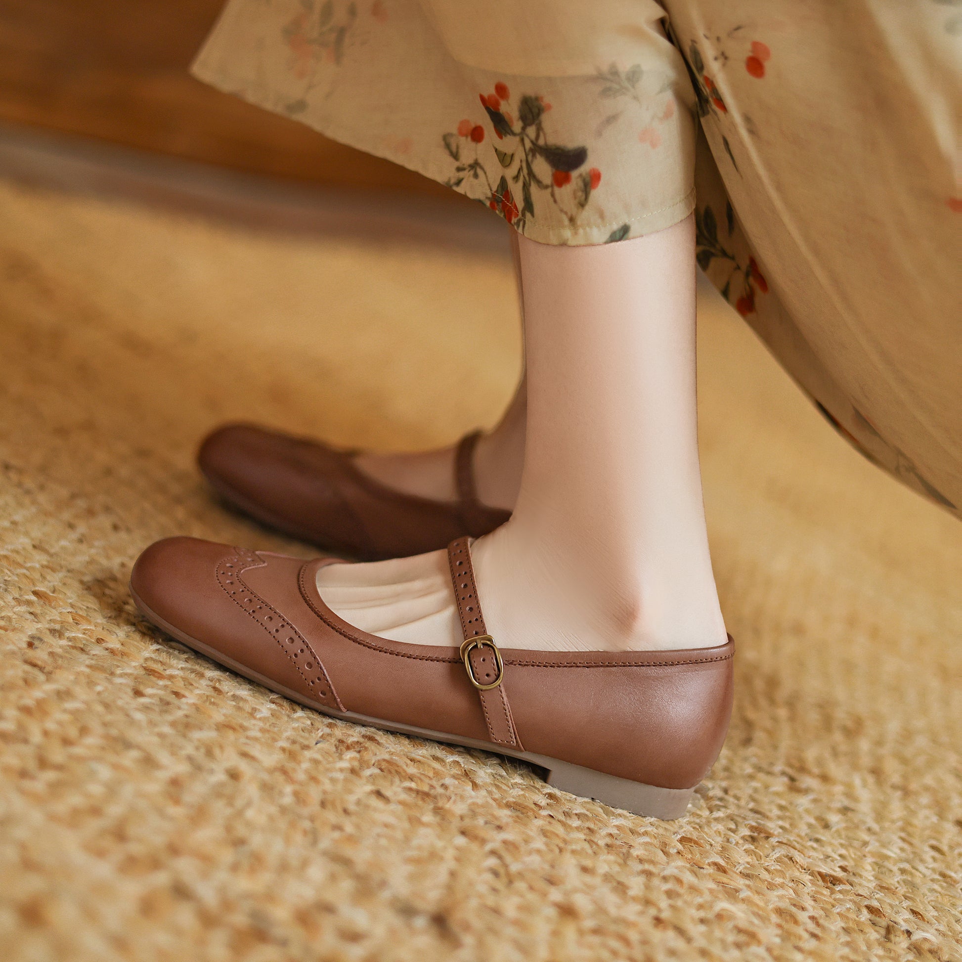 Women's Vintage Ballet Brogues Mary Jane Shoes Flat Leather - RetroStep