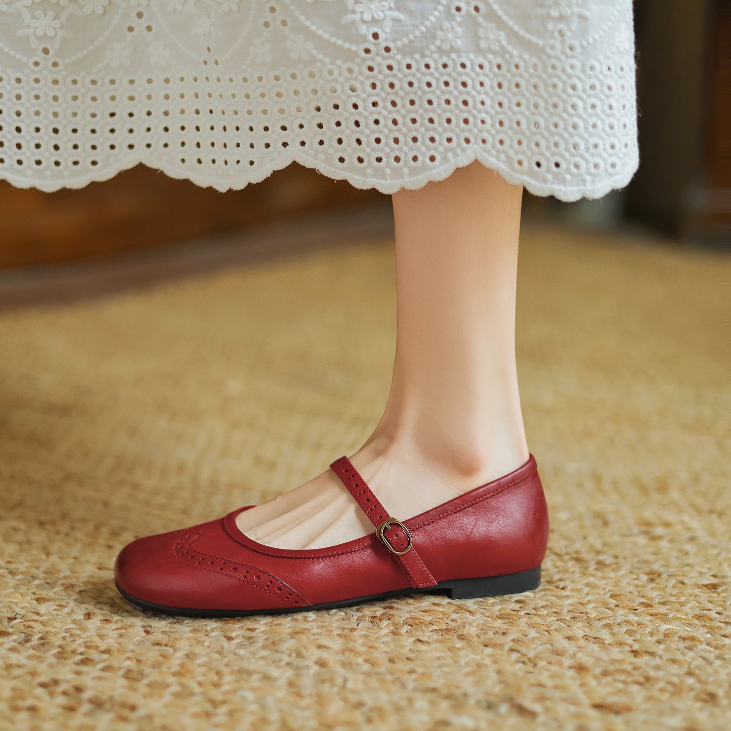 Women's Vintage Ballet Brogues Mary Jane Shoes Flat Leather - RetroStep