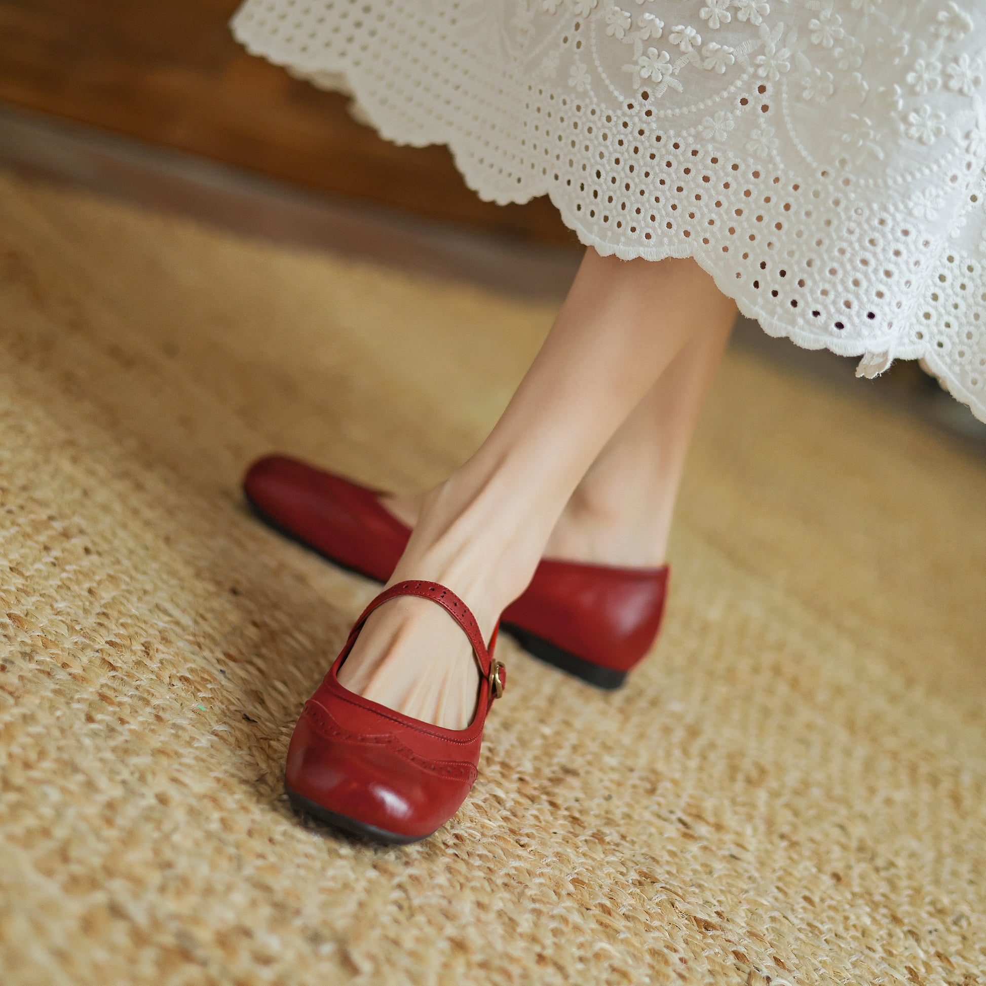 Women's Vintage Ballet Brogues Mary Jane Shoes Flat Leather - RetroStep