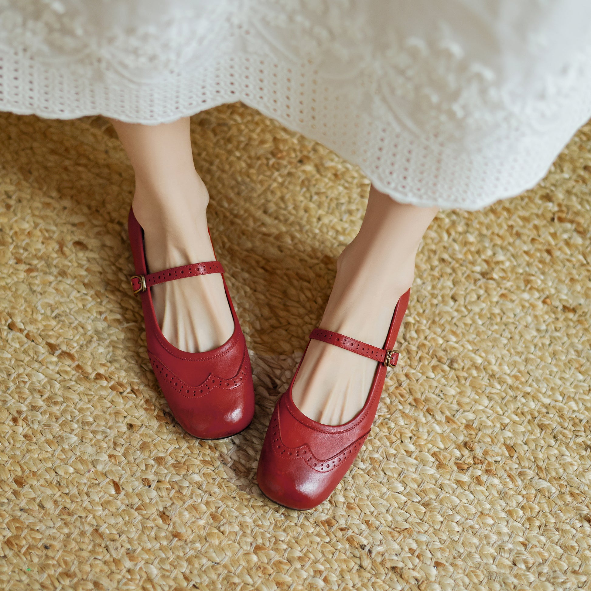 Women's Vintage Ballet Brogues Mary Jane Shoes Flat Leather - RetroStep