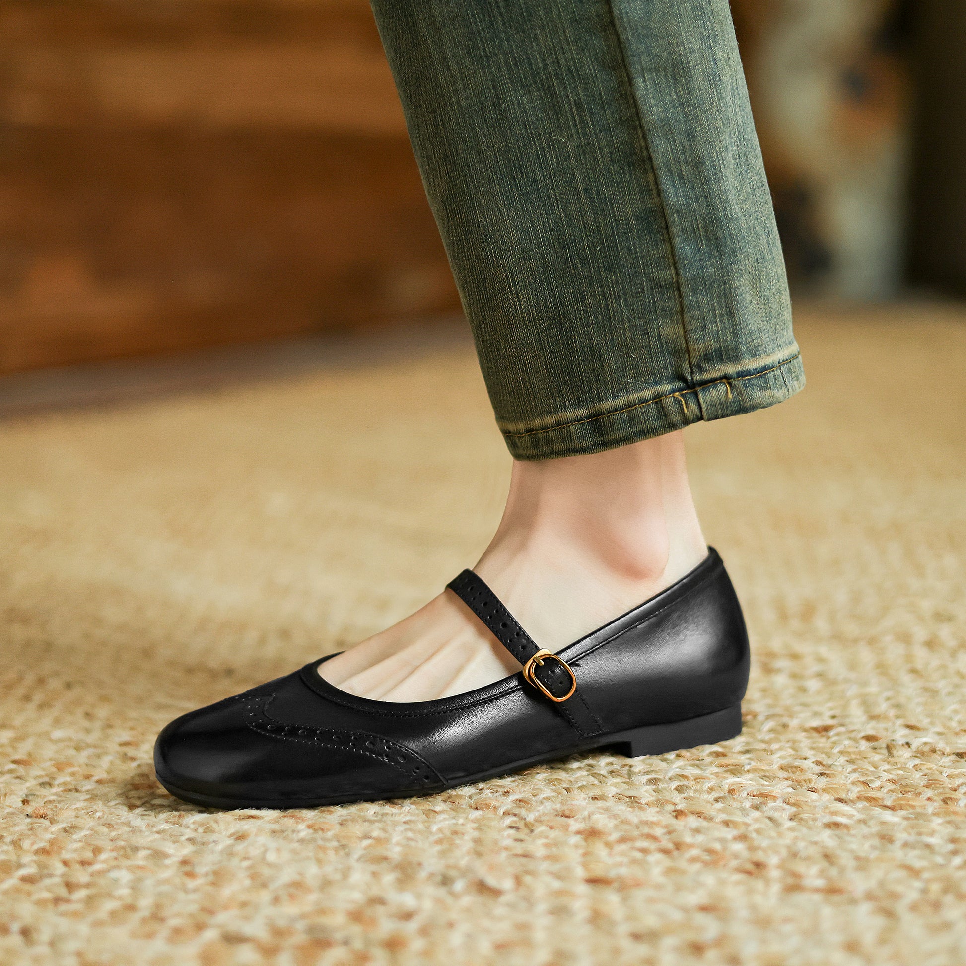 Women's Vintage Ballet Brogues Mary Jane Shoes Flat Leather - RetroStep