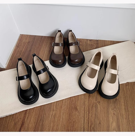 Women's Platform Prep Style Wide Toe Box Mary Jane Shoes