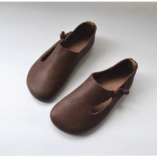 Women's Casual Flat Soft Leather Minimalist Style Slip-on Shoes