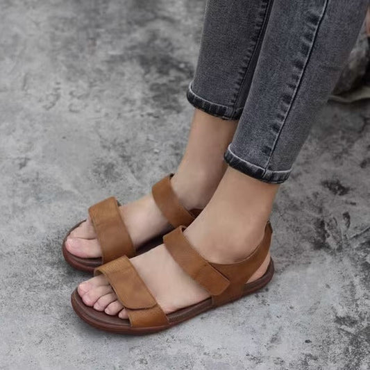Women's Summer Flat Retro Minimalist Velcro Sandals