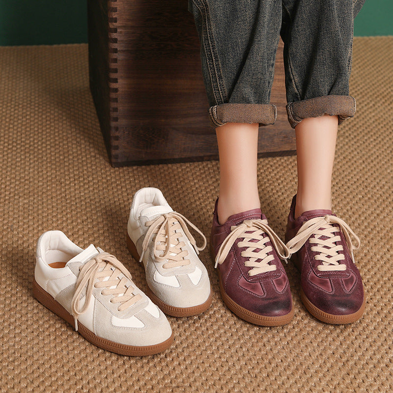 Women's Patchwork Flat Sneakers – Casual Tennis Style