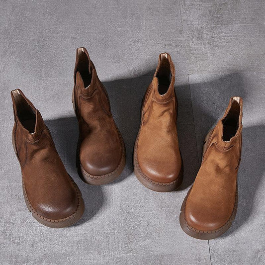 Genuine Leather Chelsea Platform Boots Womens Shoes
