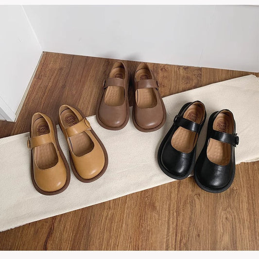 Wide Toe Box Mary Jane Flats – Preppy Style Comfortable Shoes for Women