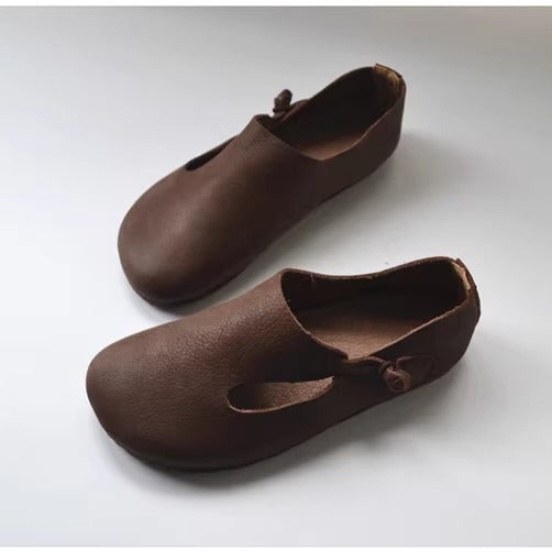 Women's Casual Flat Soft Leather Minimalist Style Slip-on Shoes