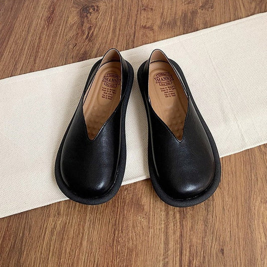 Women's V-Cut Casual Loafers – Flat Convertible Heel Slip-On Shoes