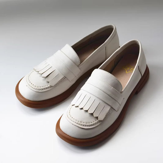 Women's Handmade Leather Tassel Classic Britain Style Loafers