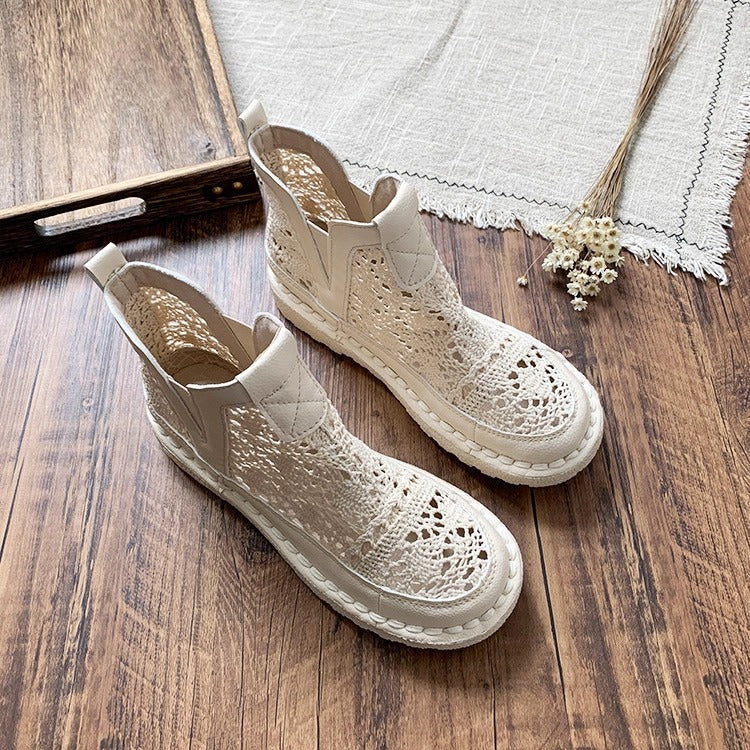Bohemian Style Summer Lace Boots – Hollow Out Mesh Ankle Boots for Women