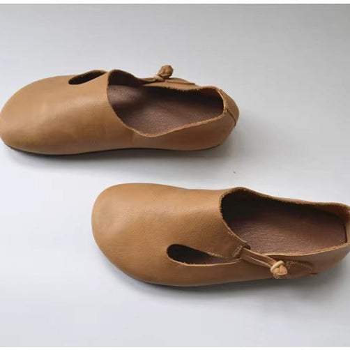 Women's Casual Flat Soft Leather Minimalist Style Slip-on Shoes