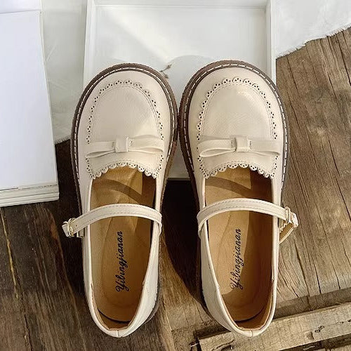 Round Toe Preppy Style Retro Flat Mary Jane Women's Shoes