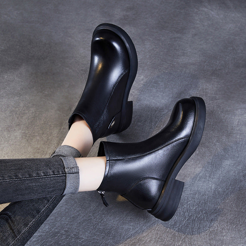 Women's Casual Genuine Leather Ankle Boots – Comfortable for Daily Wear