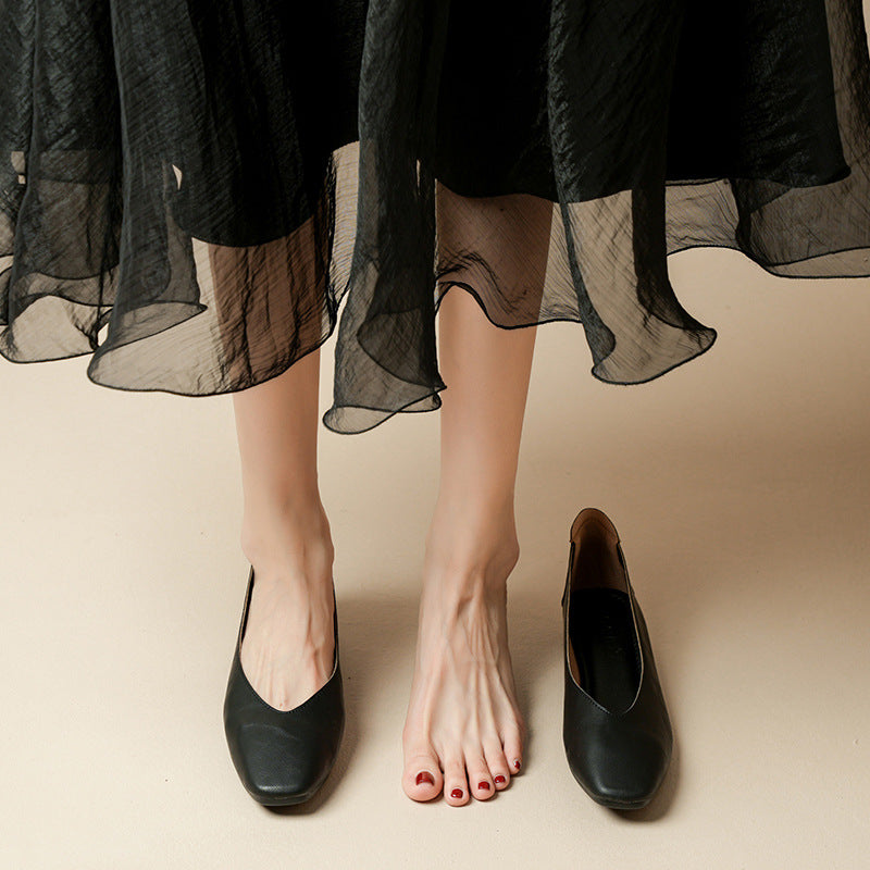 Soft Leather Slip-On Glove Shoes – Women's Multicolor Low Heel Comfortable Flats