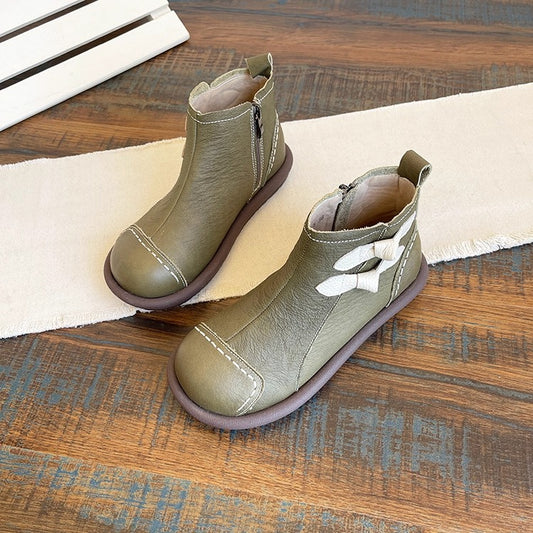 Women's Everyday Casual Ankle Boots – Patchwork Design with Side Zip