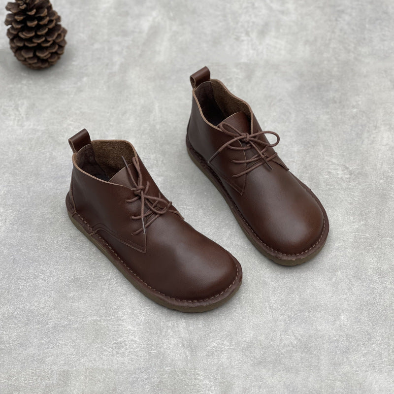 Women's Minimalist Leather Lace-Up Ankle Boots – Everyday Style