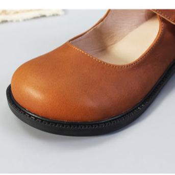 Womens Leather Mary Jane Flats Shoes School Preppy Style
