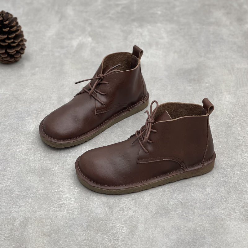 Women's Minimalist Leather Lace-Up Ankle Boots – Everyday Style