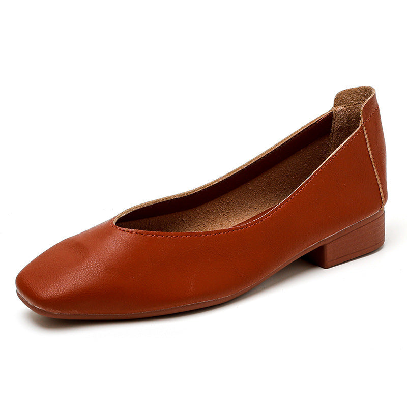 Soft Leather Slip-On Glove Shoes – Women's Multicolor Low Heel Comfortable Flats