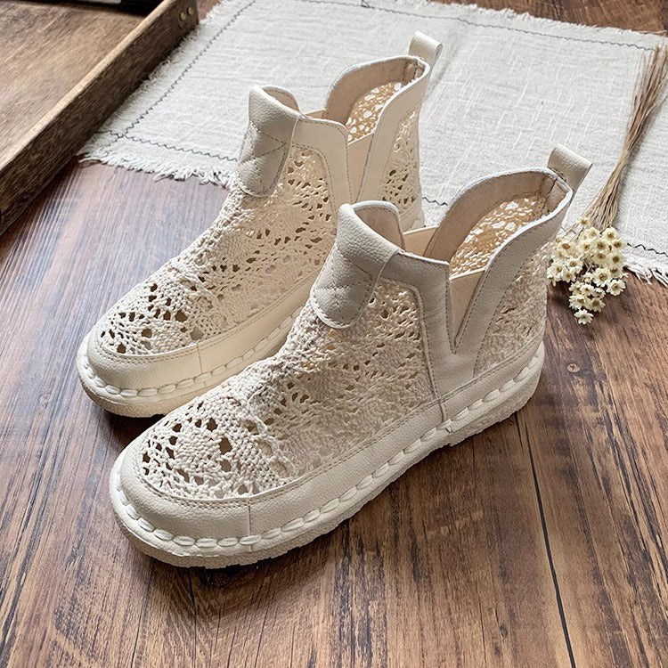 Bohemian Style Summer Lace Boots – Hollow Out Mesh Ankle Boots for Women