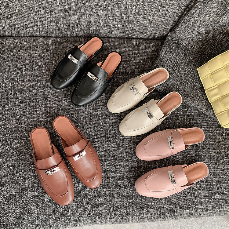 Women's Handmade Leather Classic Comfort Mule Shoes