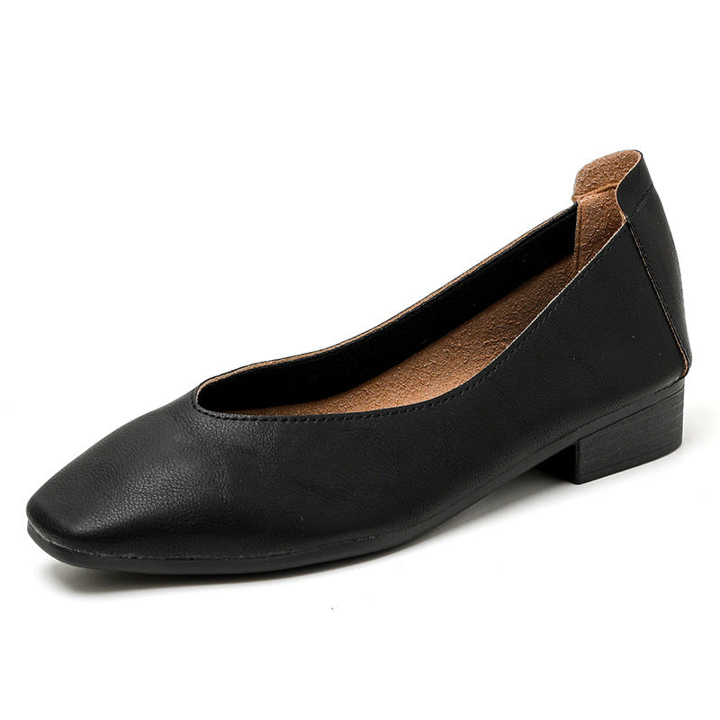 Soft Leather Slip-On Glove Shoes – Women's Multicolor Low Heel Comfortable Flats