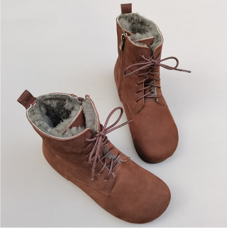 Women's High-Top Winter Boots – Vintage Handmade Cowhide Warm & Comfortable