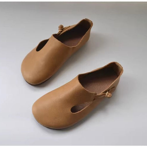 Women's Casual Flat Soft Leather Minimalist Style Slip-on Shoes