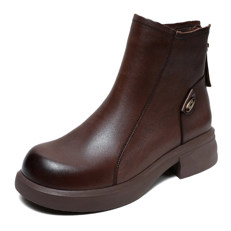 Women's Casual Genuine Leather Ankle Boots – Comfortable for Daily Wear
