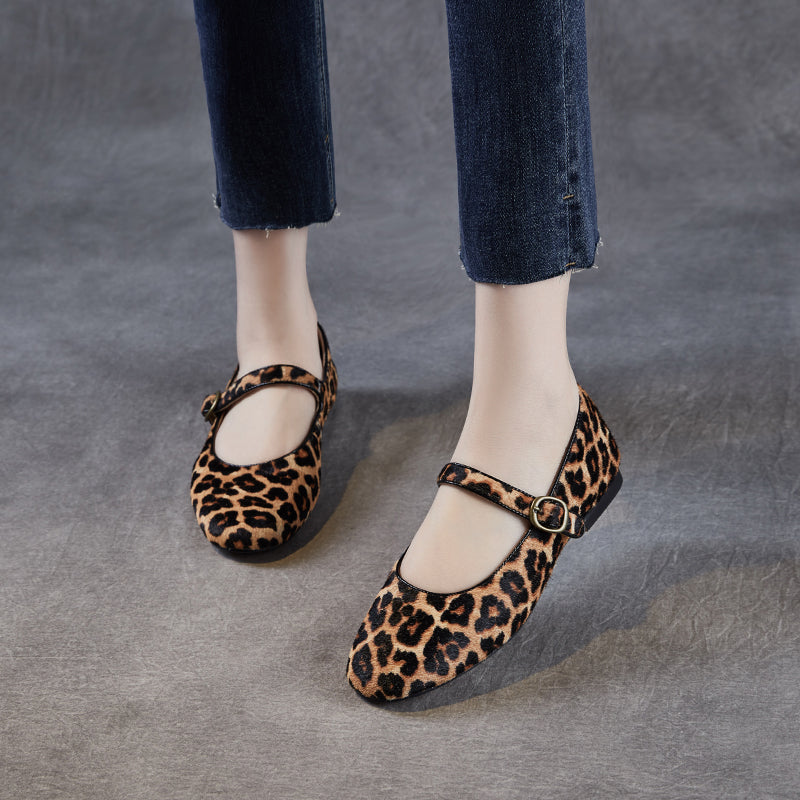Women's Stylishly Leopard Print Mary Jane Comfort Flats