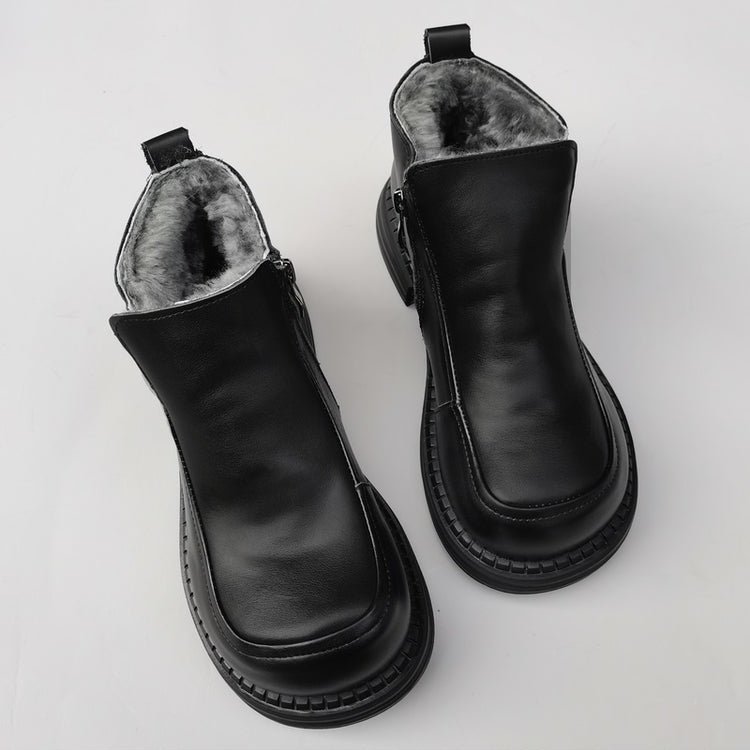 Women's British-Style Wide Toe Derby Boot – Wool Plush, Comfortable Fit