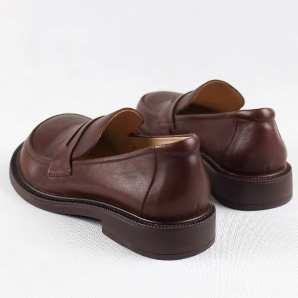 Handmade Big Toe Box Loafers Comfortable Soft Leather Womens Shoes