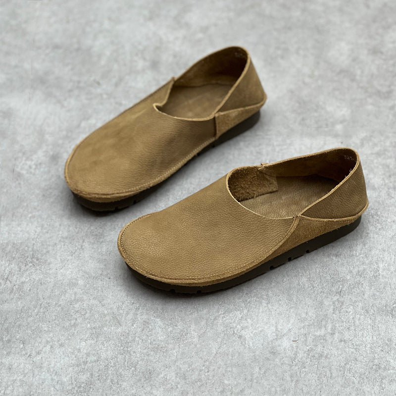 Womens Minimalist Genuine Leather Soft Flat-Soled Comfortable Loafers