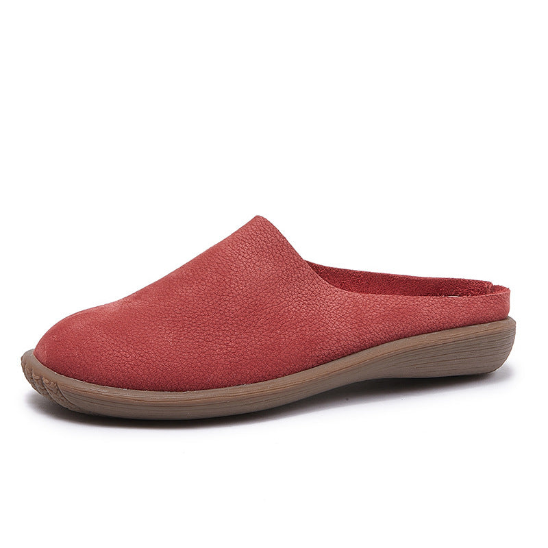 Women's Leather Minimalist Casual Comfort Flat Mule Shoes