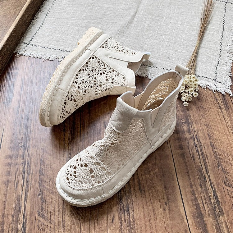 Bohemian Style Summer Lace Boots – Hollow Out Mesh Ankle Boots for Women