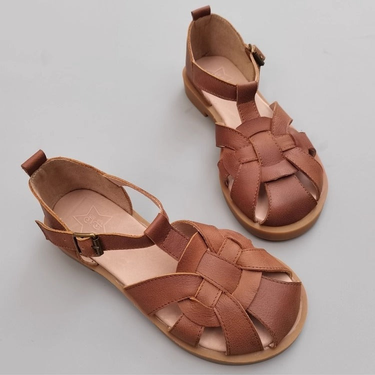 Women's Leather Wide-Toe Closed-Toe Sandals – Non-Slip & Fit for Wide Feet