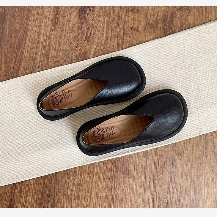 Women's V-Cut Casual Loafers – Flat Convertible Heel Slip-On Shoes