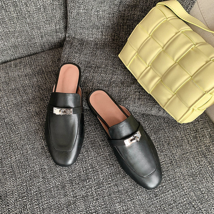 Women's Handmade Leather Classic Comfort Mule Shoes