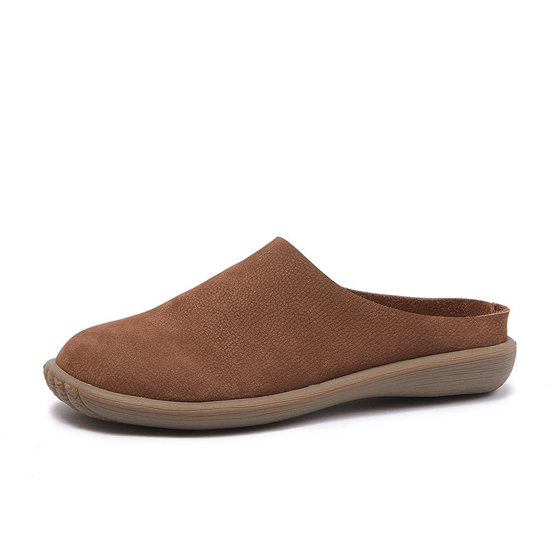 Women's Leather Minimalist Casual Comfort Flat Mule Shoes