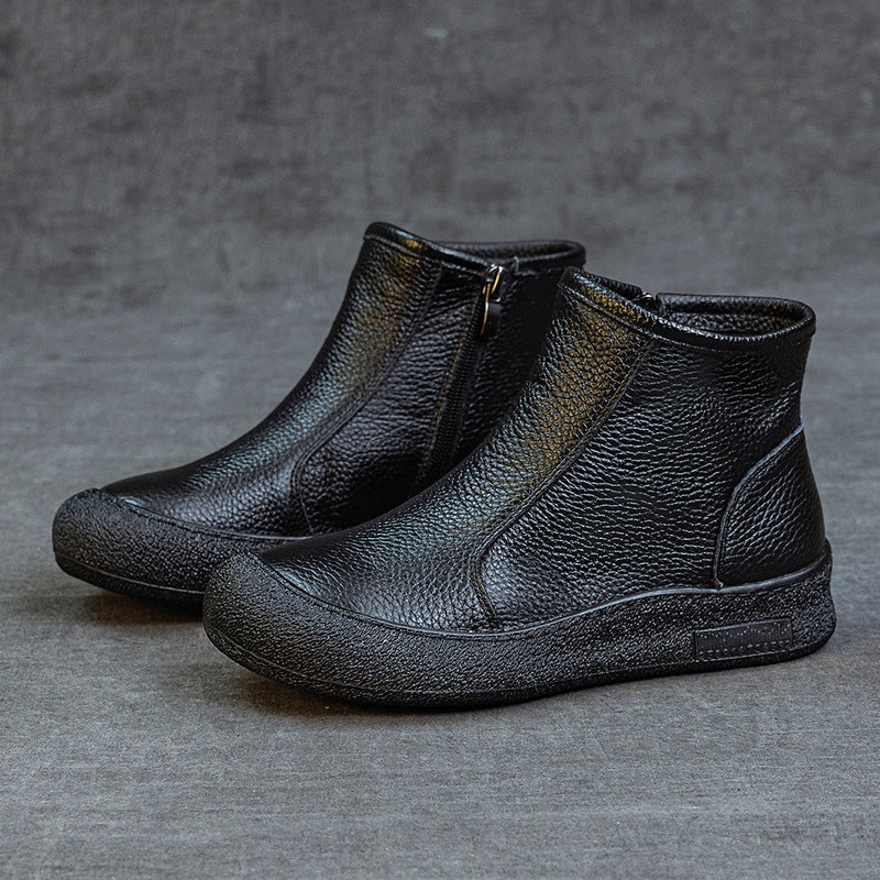 Women's Casual Round Toe Zipper Ankle Boots – Everyday Style