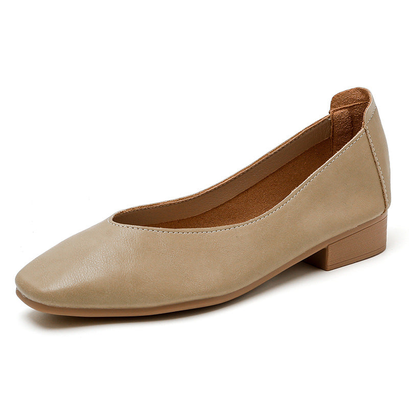 Soft Leather Slip-On Glove Shoes – Women's Multicolor Low Heel Comfortable Flats