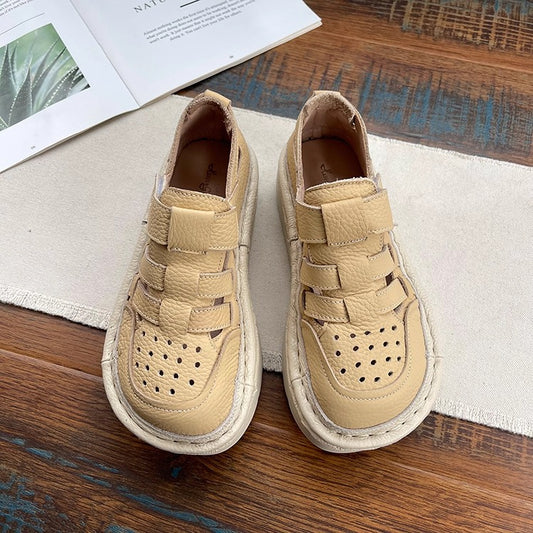 Women's Ugly-Cute Chunky Leather Sandals – Summer Cut-Out & Breathable Design