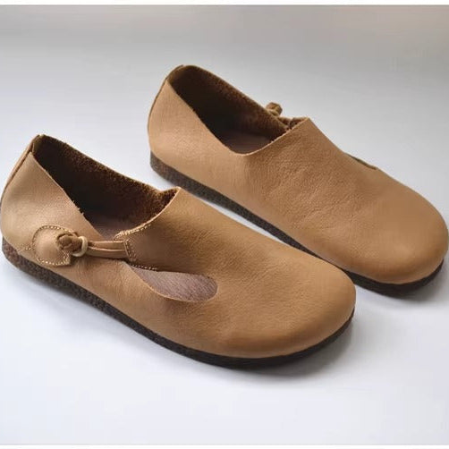 Women's Casual Flat Soft Leather Minimalist Style Slip-on Shoes