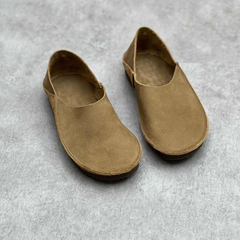 Womens Minimalist Genuine Leather Soft Flat-Soled Comfortable Loafers
